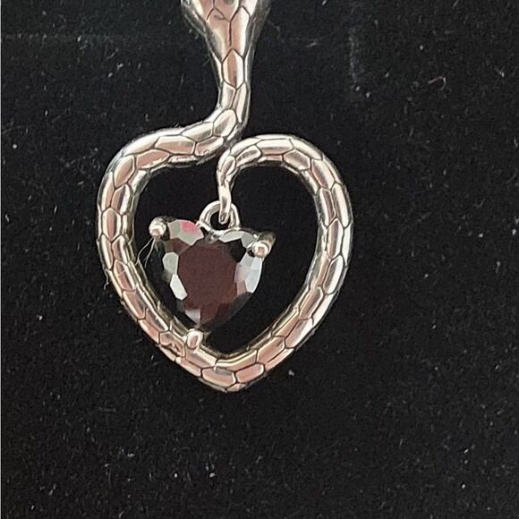 Elegant Silver Snake Heart Necklace - Picture 10 of 12